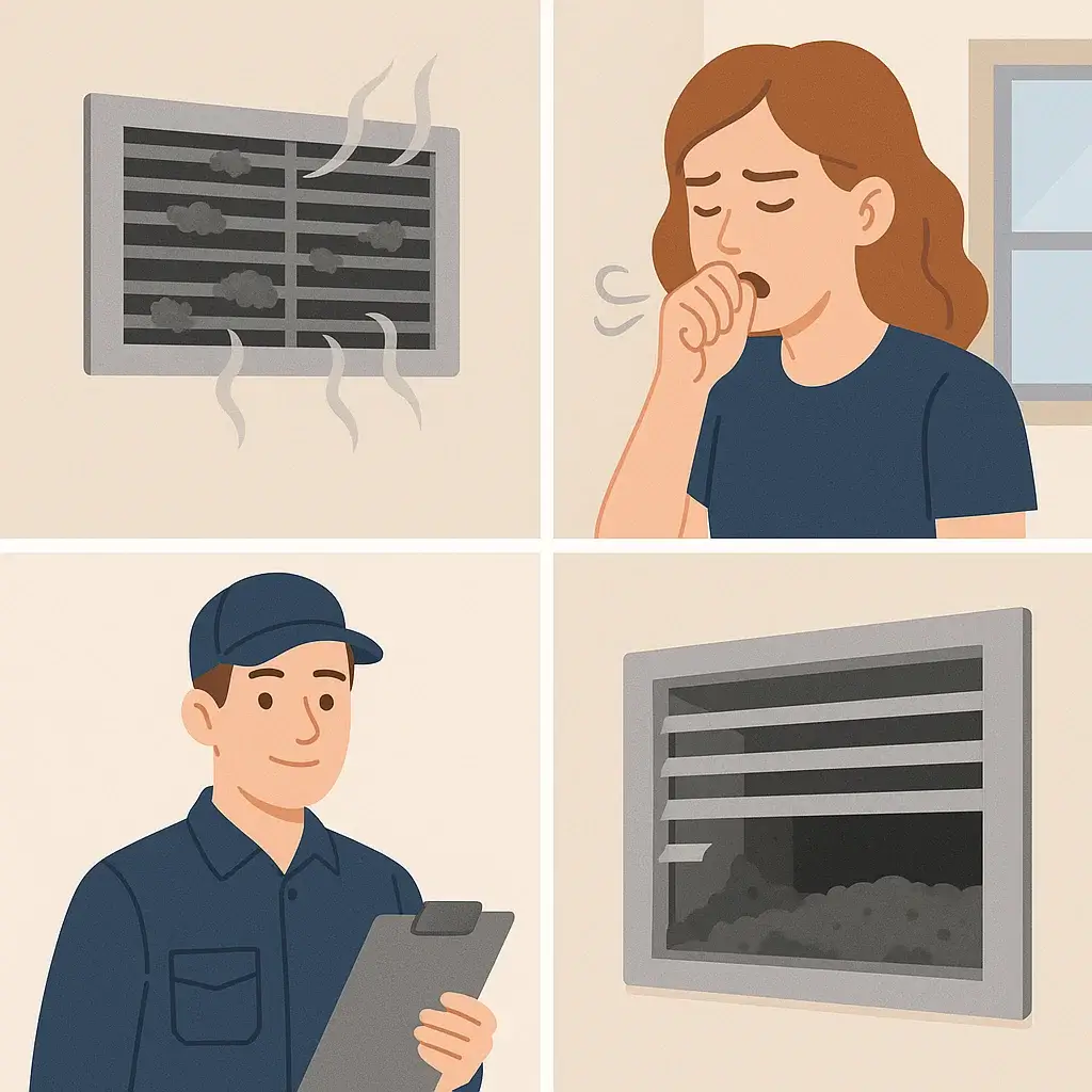 Richmond TX air duct cleaning technician removing dust buildup to restore clean airflow and fresh indoor comfort